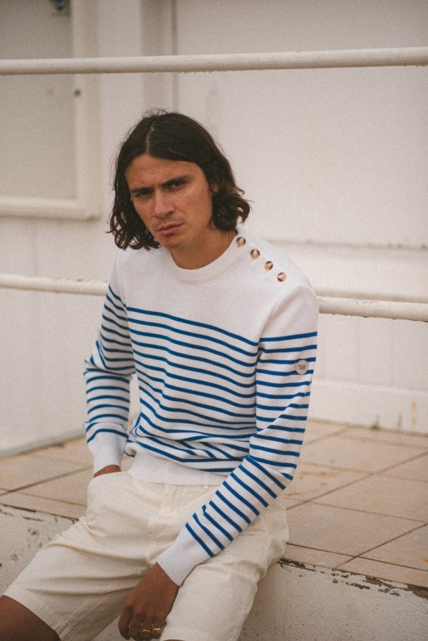 Pull marin rayé Armel laine mérinos