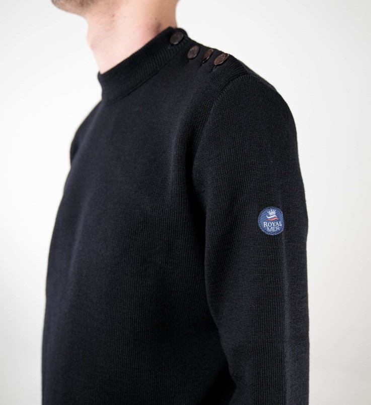 Pull classique marin ample uni Beg Meil laine vierge