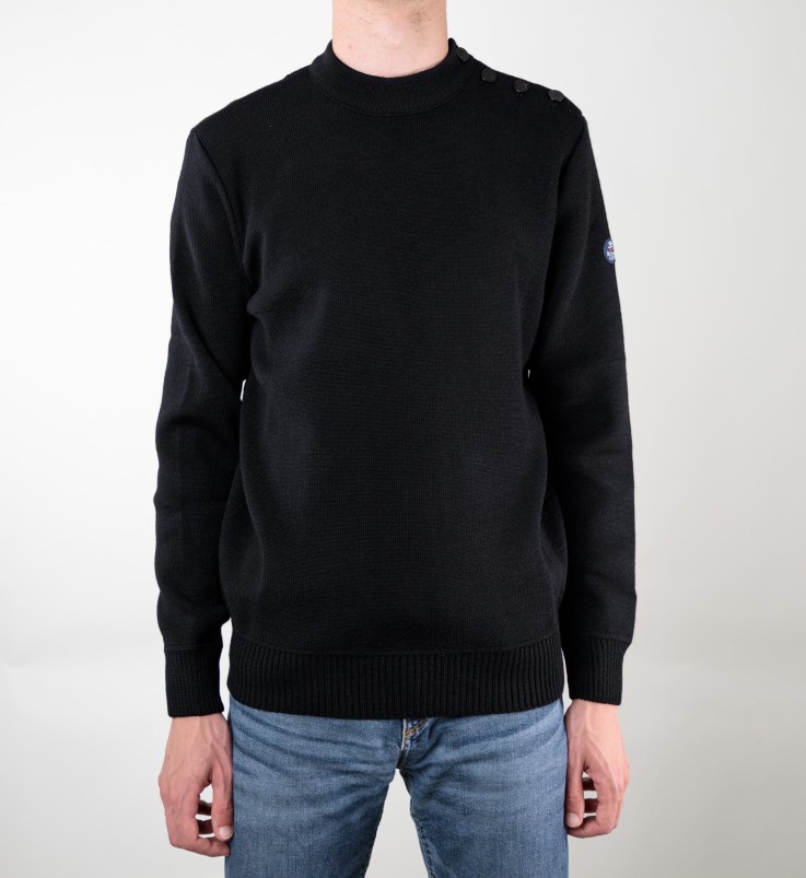 Pull classique marin ample uni Beg Meil laine vierge