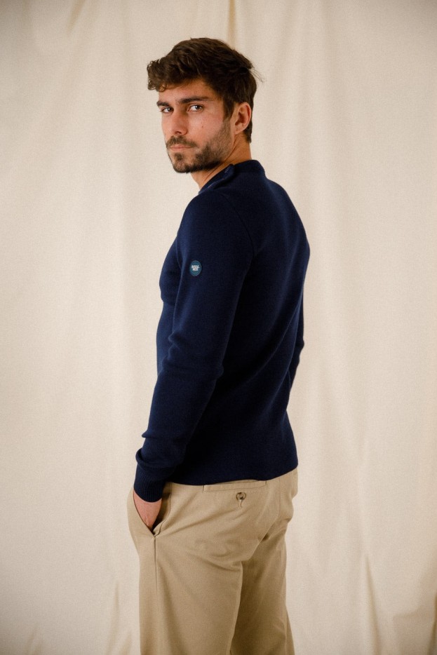 Pull marin uni Titouan laine mérinos