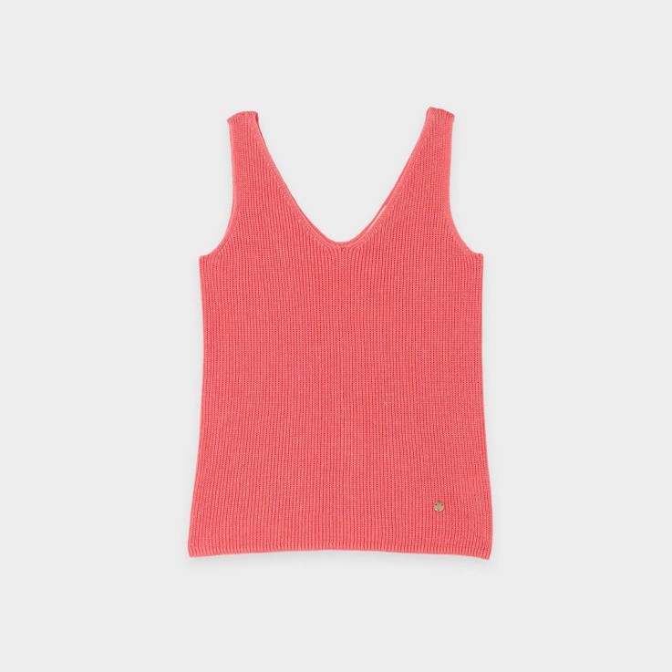 Débardeur uni col V Aurélie lin