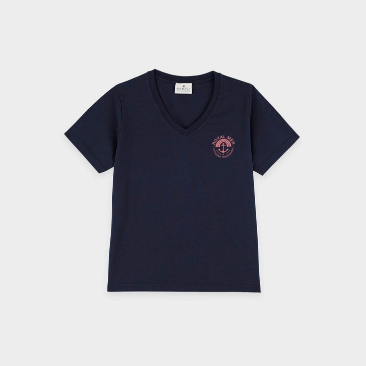 Tee-shirt ancre col V Apolline coton