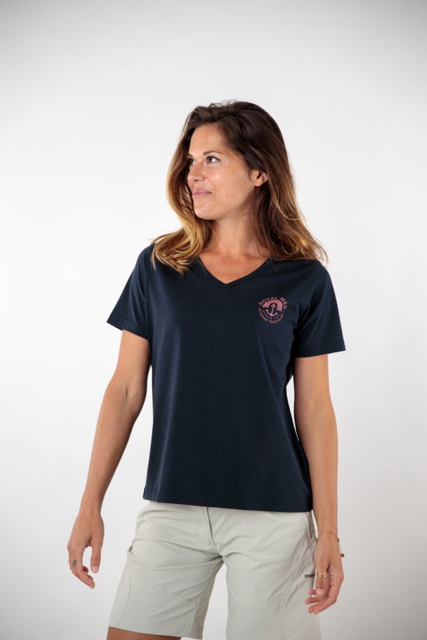 Tee-shirt ancre col V Apolline coton