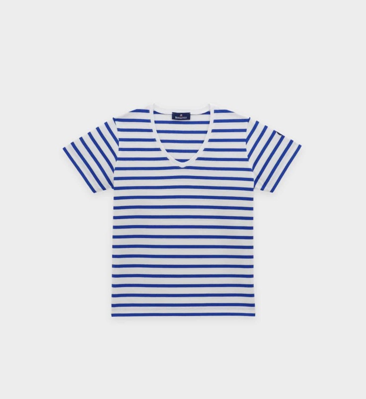 T-shirt rayé bicolore col V Anita coton