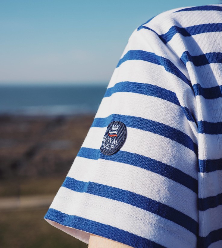 T-shirt rayé bicolore col V Anita coton