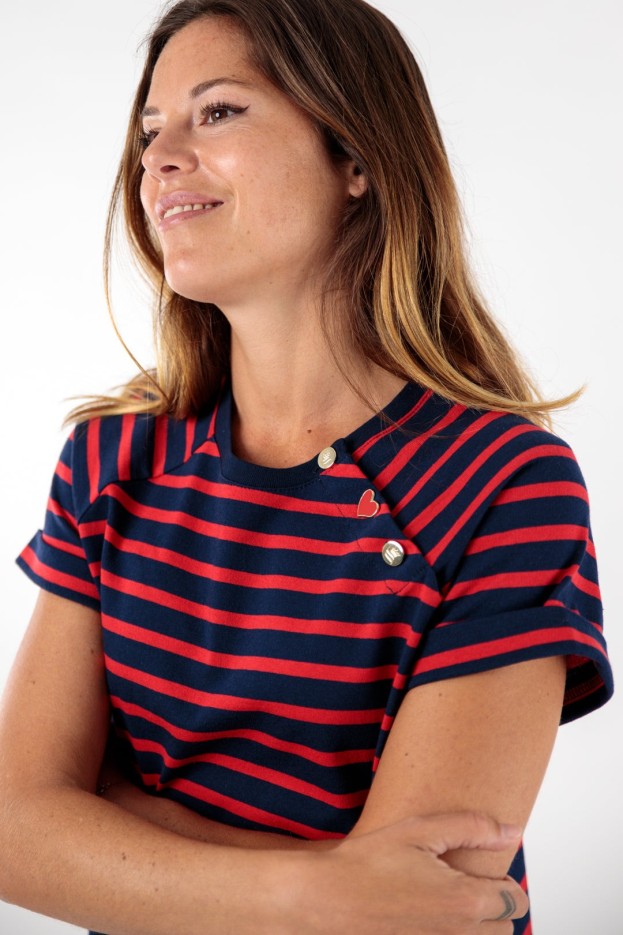 Tee-shirt rayé col rond Terie coton