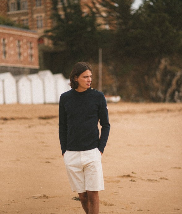 Pull marin uni coudières...