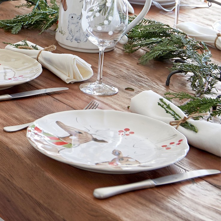 Set 4 Assiettes à Dîner Deer Friends  - Vaisselle de Noël