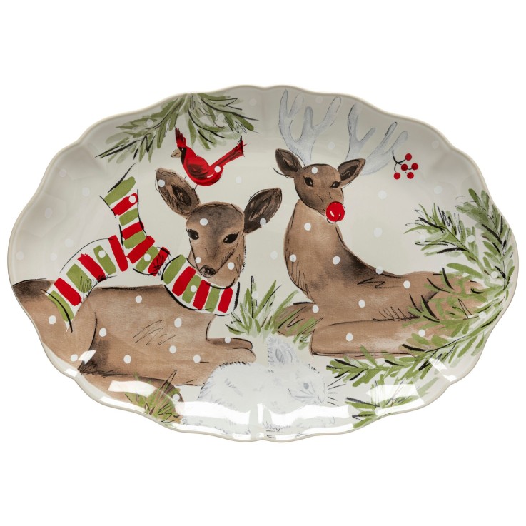 Plat Ovale Grand Deer Friends - Vaisselle de Noël