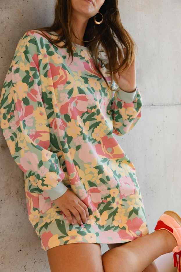 Robe Sweat en coton Léopard