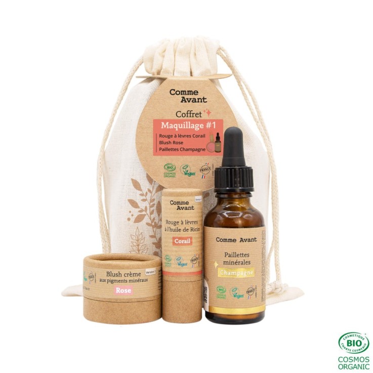Coffret Maquillage Bio (Rose, Corail, Champagne)