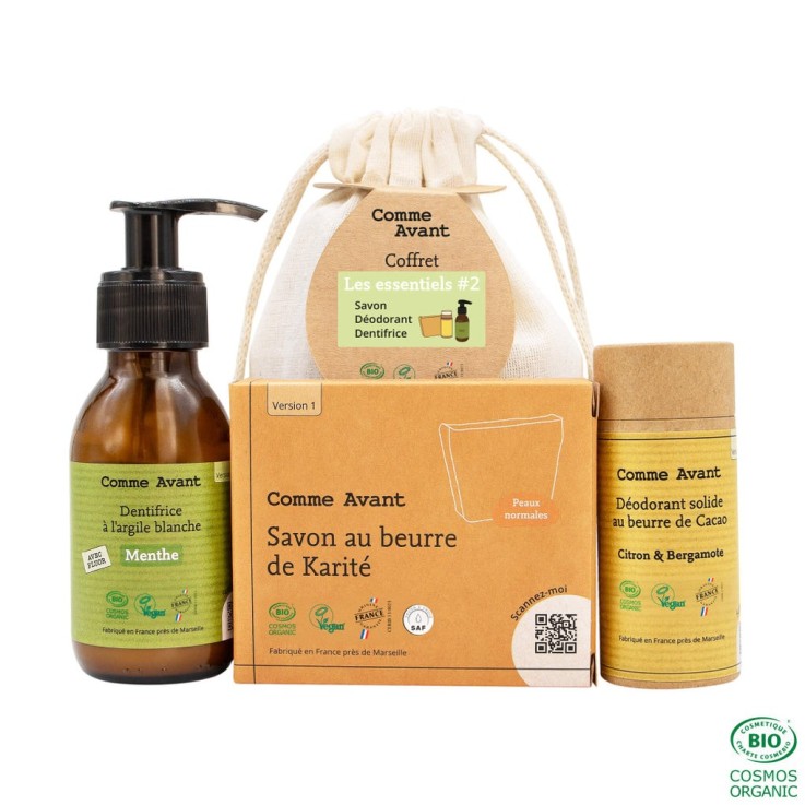 Coffret les Essentiels Bio (déodorant, savon, dentifrice)