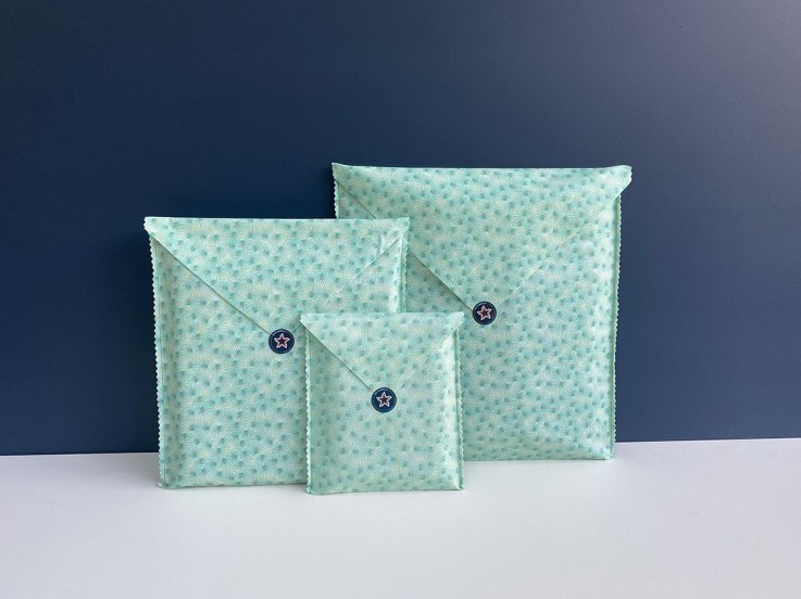 Trio pochettes cadeau réutilisables en coton (S, M, L)