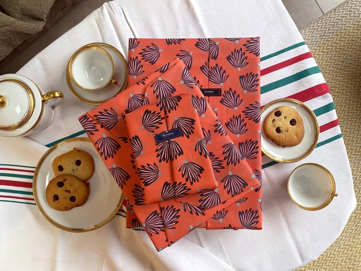 Trio feuilles cadeau réutilisables en coton (S, M, L)