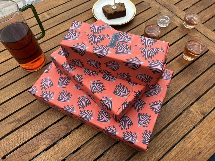 Trio feuilles cadeau réutilisables en coton (S, M, L)