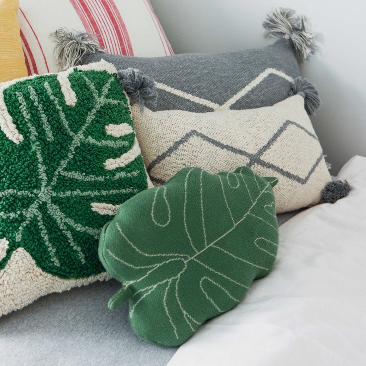  Coussin Tricoté En Coton Feuille De Bébé