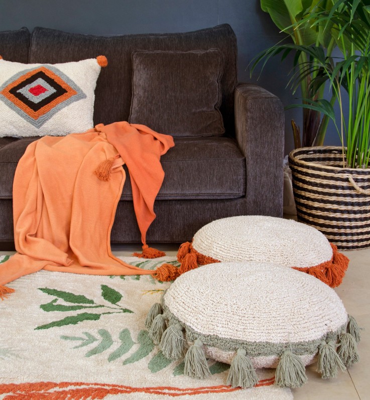 Coussin En Coton Circle Green Plants