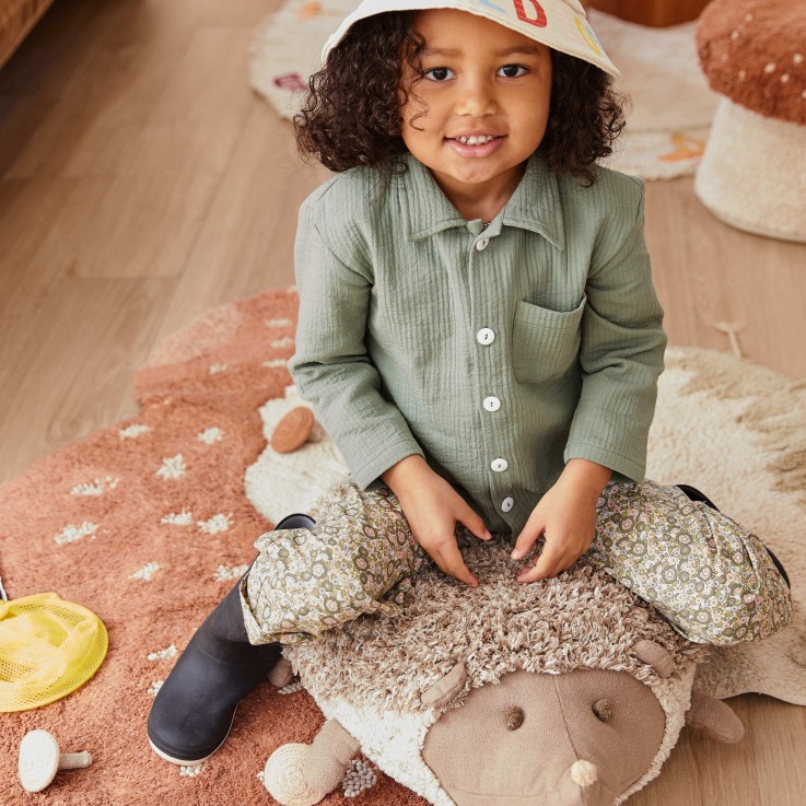  Coussin De Sol En Coton Hérisson Chasse Aux Champignons