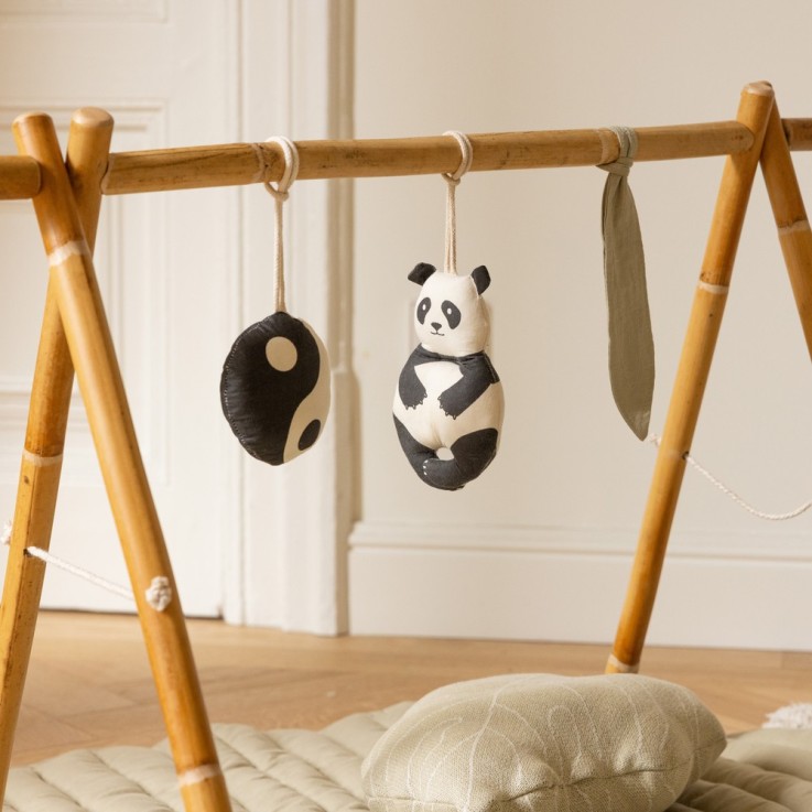 Set De 3 Hochets Suspendus En Coton Panda Bamboo