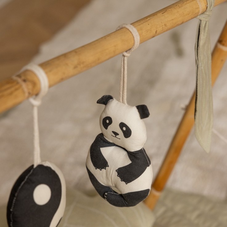 Set De 3 Hochets Suspendus En Coton Panda Bamboo