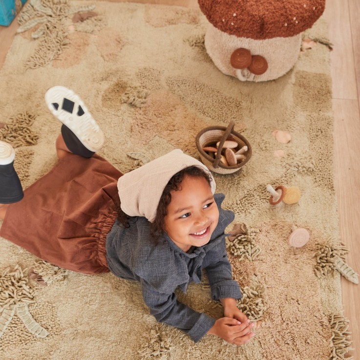 Tapis En Coton Forêt De Champignons Chasse Aux Champignons
