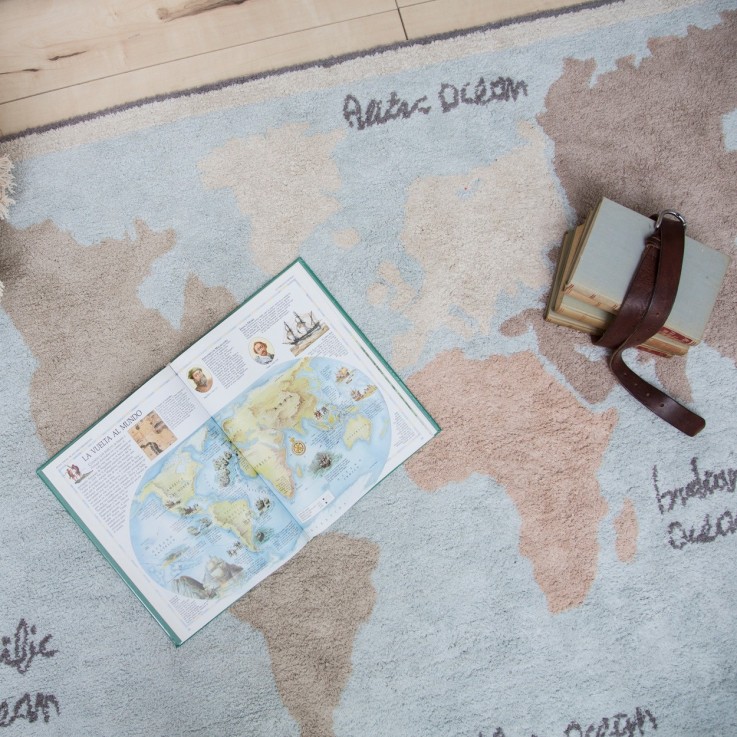 Tapis Rectangulaire En Coton Carte Du Monde Back-To-School