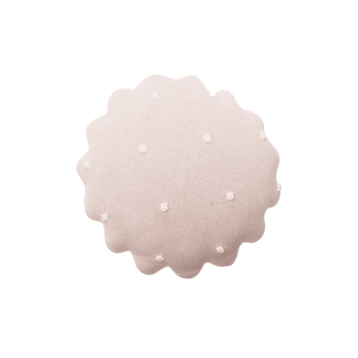 Coussin Tricoté Rond En Coton Biscuit