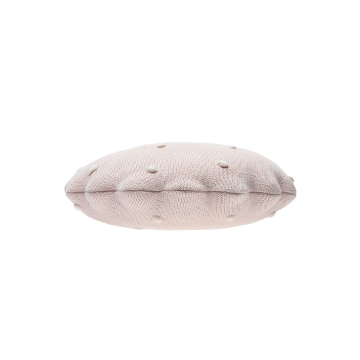 Coussin Tricoté Rond En Coton Biscuit