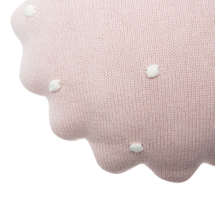 Coussin Tricoté Rond En Coton Biscuit