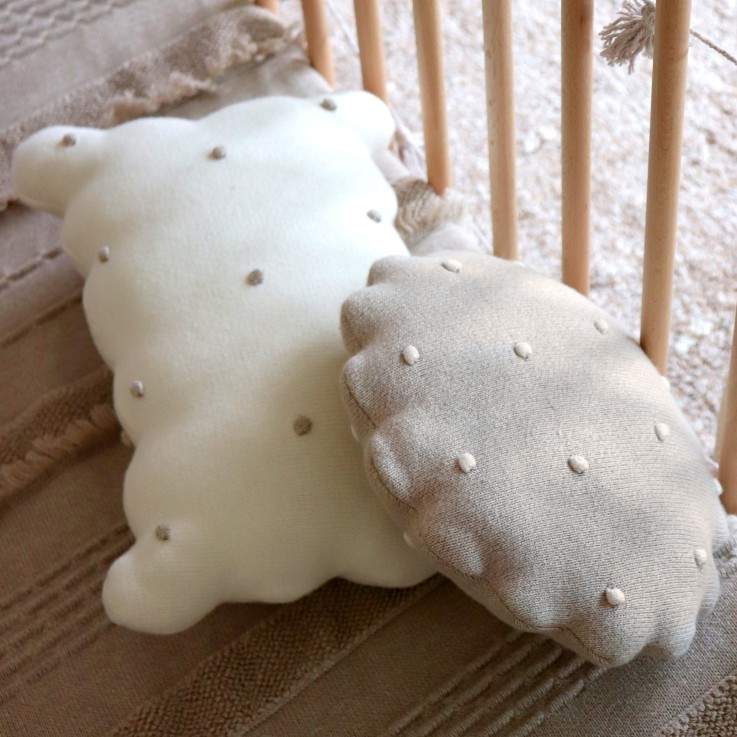Coussin Tricoté En Coton Biscuit Dune Buiscuit