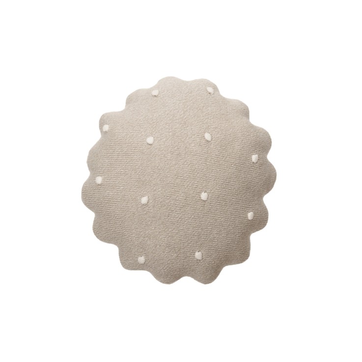 Coussin Tricoté Rond En Coton Biscuit