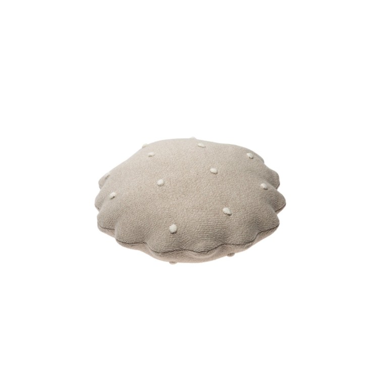 Coussin Tricoté Rond En Coton Biscuit