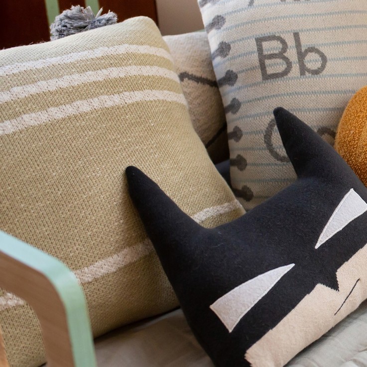 Coussin Tricoté En Coton Duetto Reversible