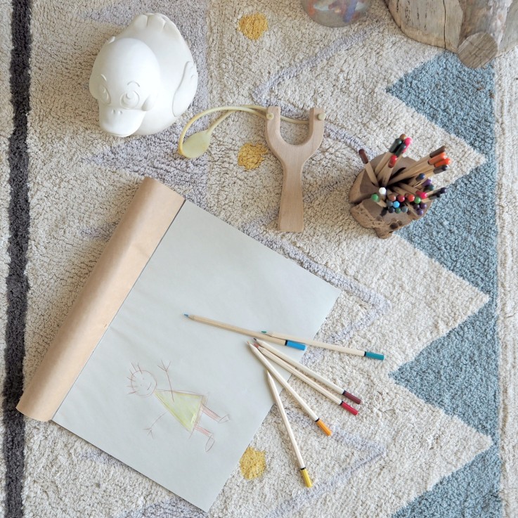 Tapis Rectangulaire En Coton Aztèque