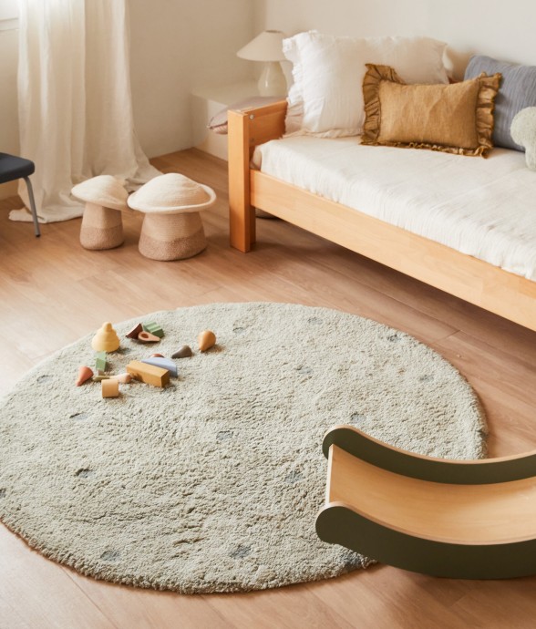 Tapis Rond En Coton À Pois...