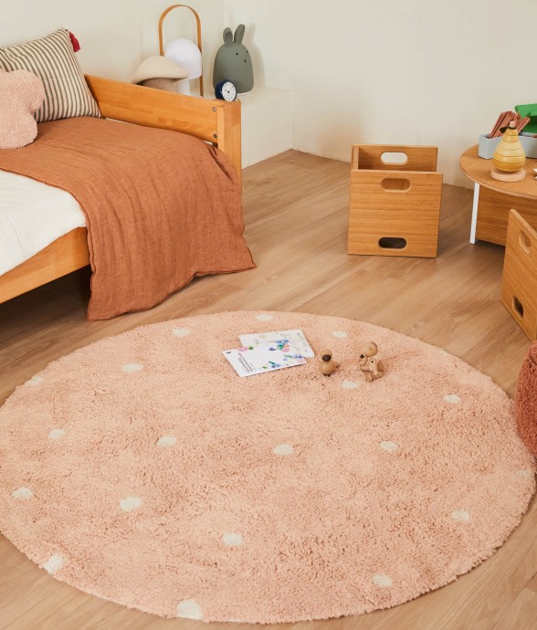 Tapis Rond En Coton À Pois...