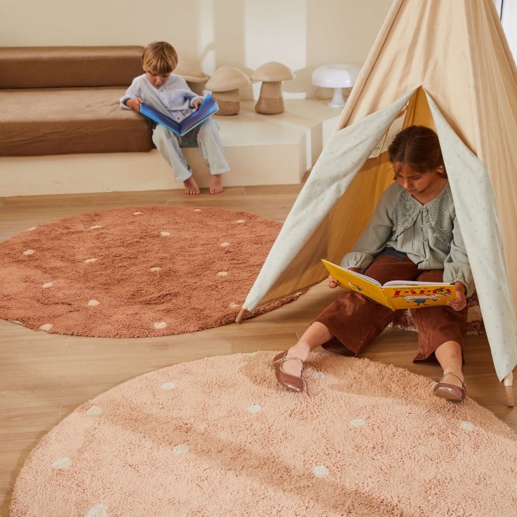 Tapis Rond En Coton À Pois Chasse Aux Champignons