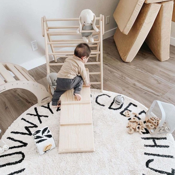 Tapis Rond  En Coton Alphabet Abc