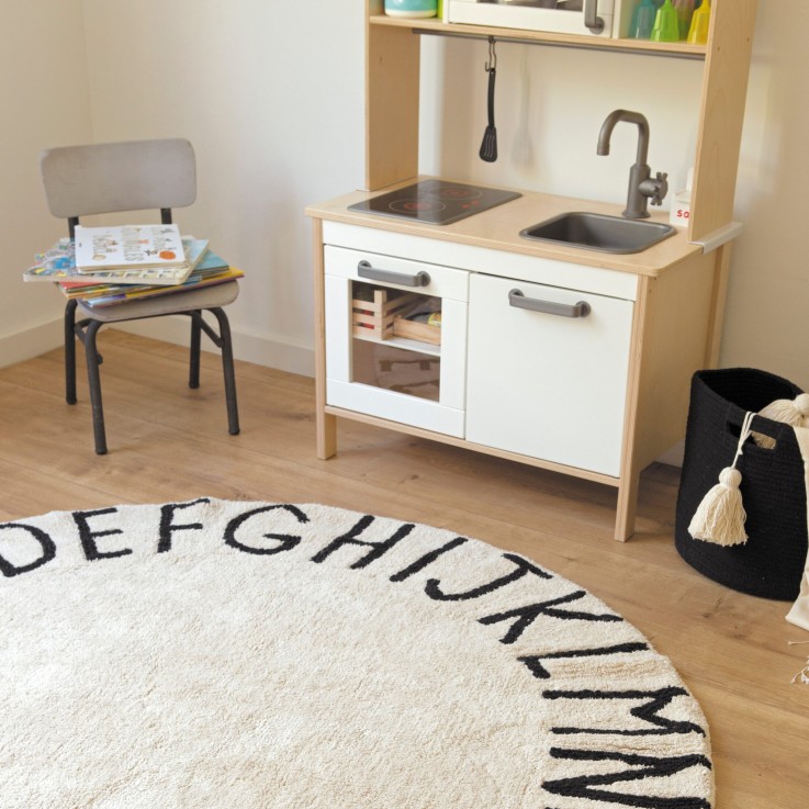 Tapis Rond  En Coton Alphabet Abc