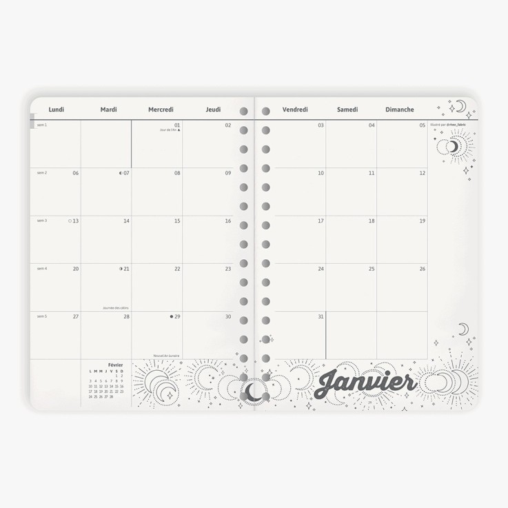 Agenda 2026 spirale A5 Matière recyclée