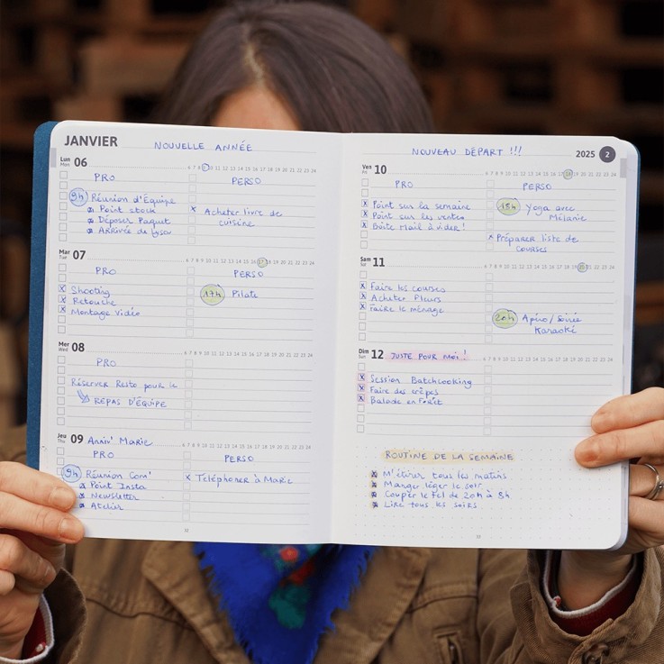 Bullet Journal Agenda semainier 2026 Matière recyclée