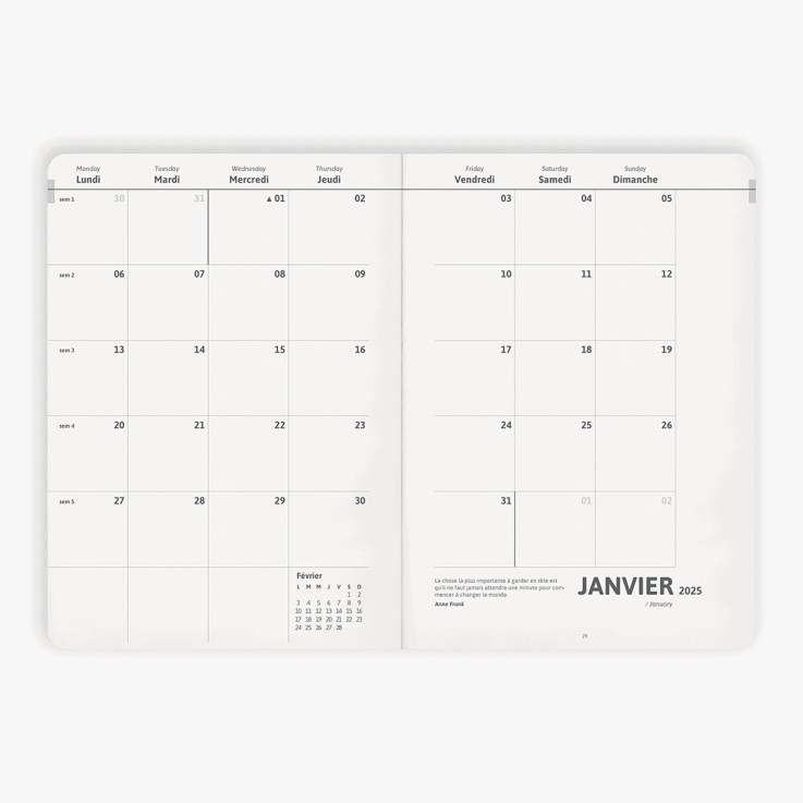 Bullet Journal Agenda semainier 2026 Matière recyclée