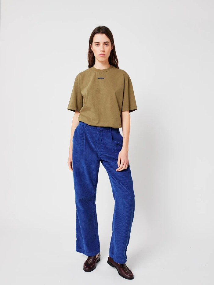 Pantalon Velours Bleu