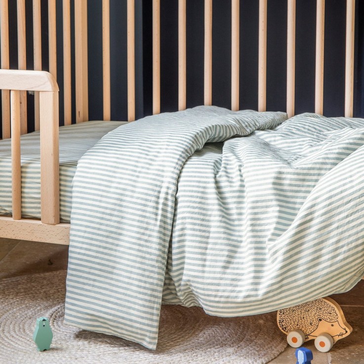 Housse de couette Percale de Coton Bio bébé rayé