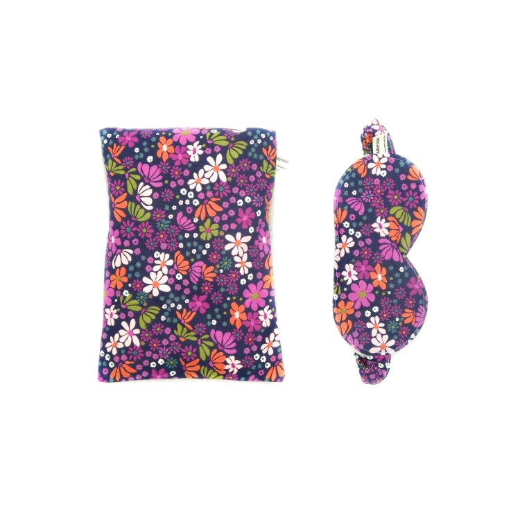 Kit bien-être - bouillotte aux graines de lin et masque de nuit