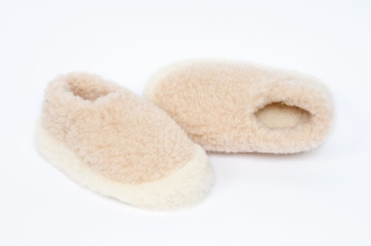 Chaussons fourrés en laine irlandaise Beige