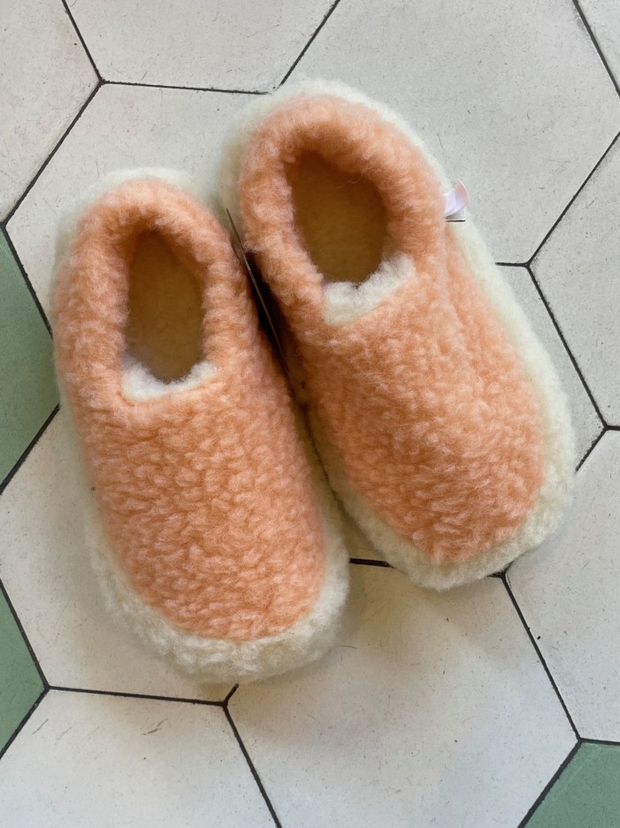 Chaussons fourrés en laine irlandaise Apricot