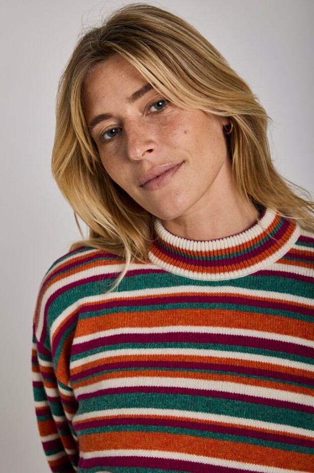 Pull Laine Saveur Rayures Multicolores