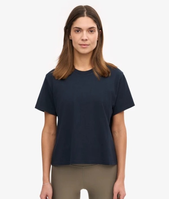 Crop Shirt Boxy Navy Blue