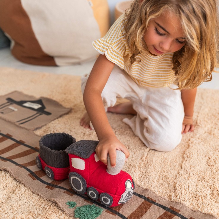 Peluche et tapis de jeu enroulable Ride & Roll en coton